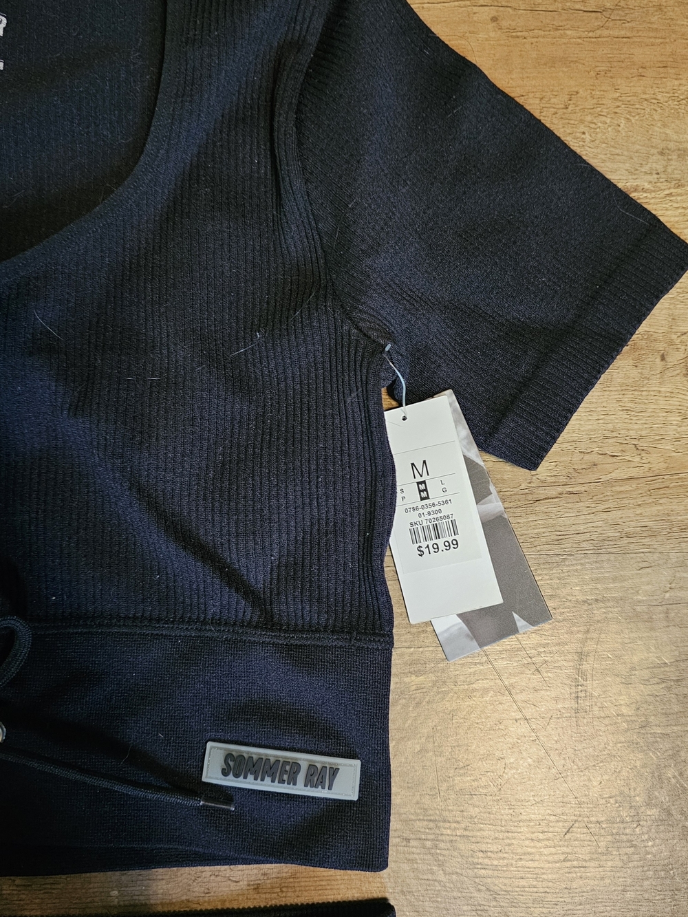 Womens Black Ribbed High-Waist Two Peice Set - Picture 2 of 5